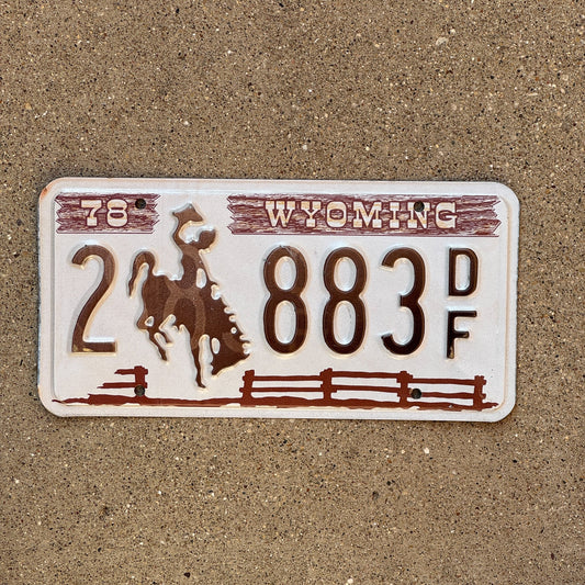 Photo of a 1978 Wyoming License Plate Auto Tag Garage Decor Vintage 2 883 DF