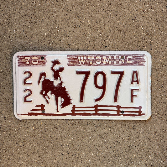 Photo of a 1978 Wyoming License Plate Auto Tag Garage Decor Vintage 22 797 AF