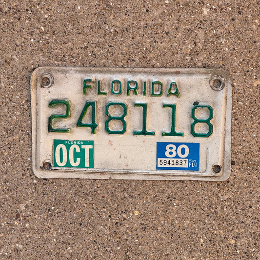 Photo of a 1979 1980 Florida Motorcycle License Plate Auto Tag Garage Decor Vintage 248118