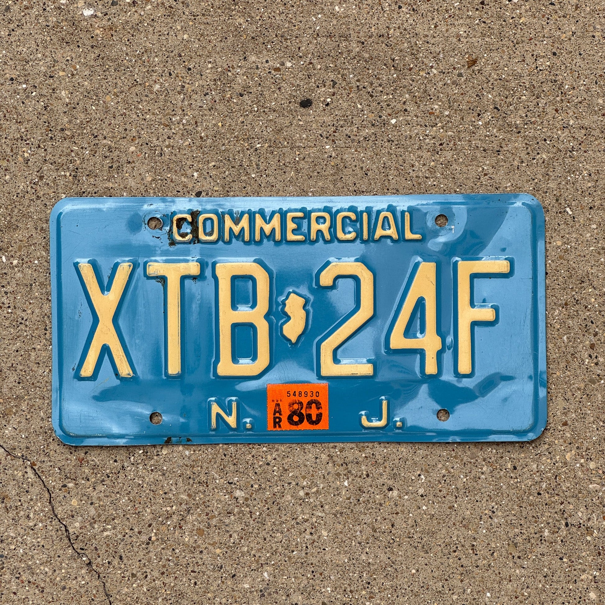 Photo of a 1979 1980 New Jersey License Plate Auto Tag Garage Decor Vintage XTB 24F
