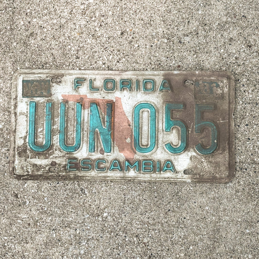 Photo of a 1979 1981 Florida License Plate Auto Tag Garage Decor Vintage UUN 055 with original patina