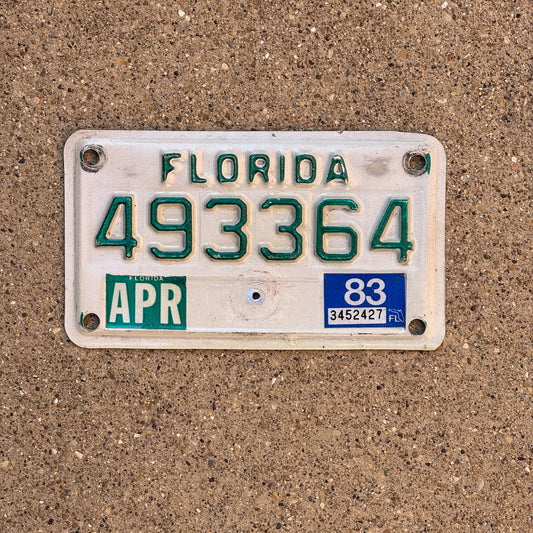 Photo of a 1979 1983 Florida Motorcycle License Plate Auto Tag Garage Decor Vintage 493364