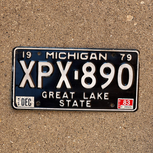 Photo of a 1979 1983 Michigan License Plate Auto Tag Garage Decor Vintage XPX 890