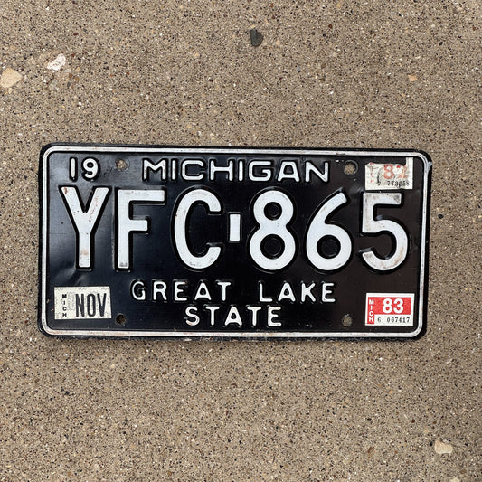 Photo of a 1979 1983 Michigan License Plate Auto Tag Garage Decor Vintage YFC 865