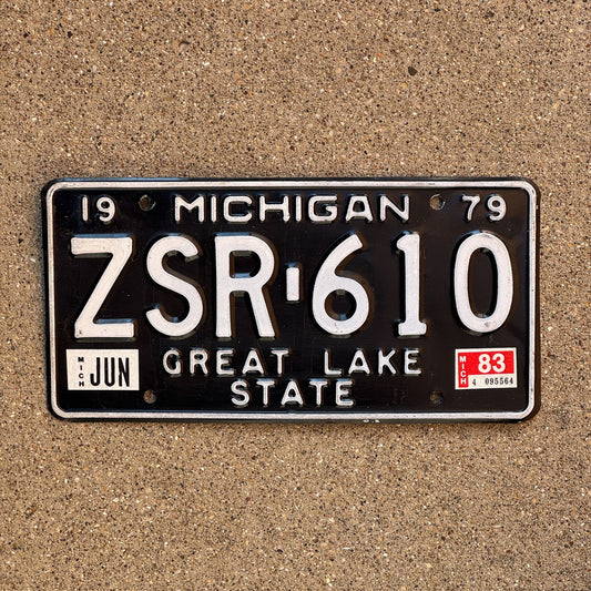 Photo of a 1979 1983 Michigan License Plate Auto Tag Garage Decor Vintage ZSR 610