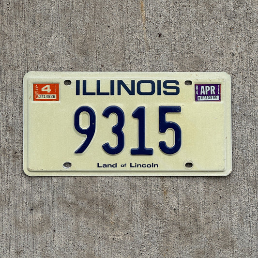Photo of a 1979 1984 Illinois License Plate Auto Tag Garage Decor Vintage Low Number Four Digit 9315 with original patina