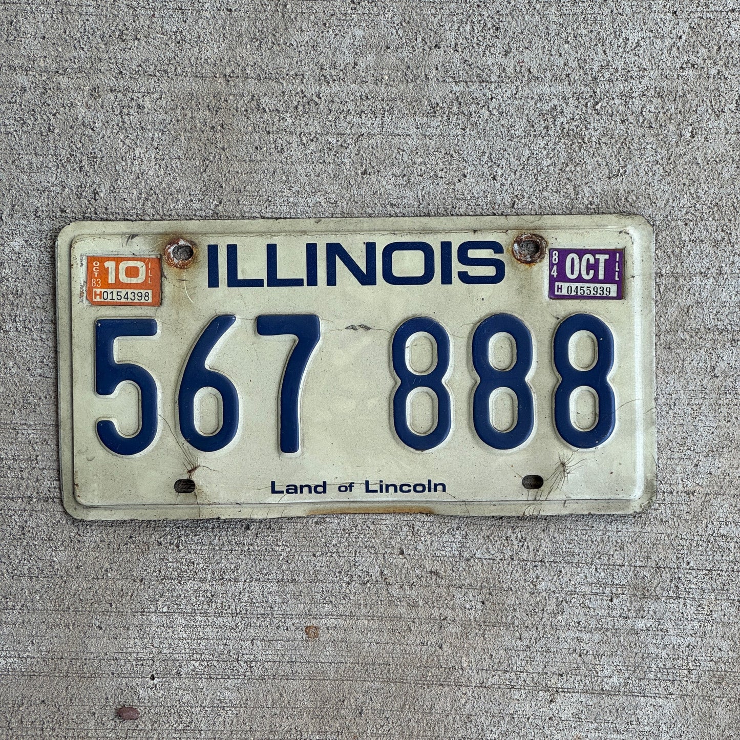 Photo of a 1979 1984 Illinois License Plate Auto Tag Garage Decor Vintage Repeat Repeating 888 567 888