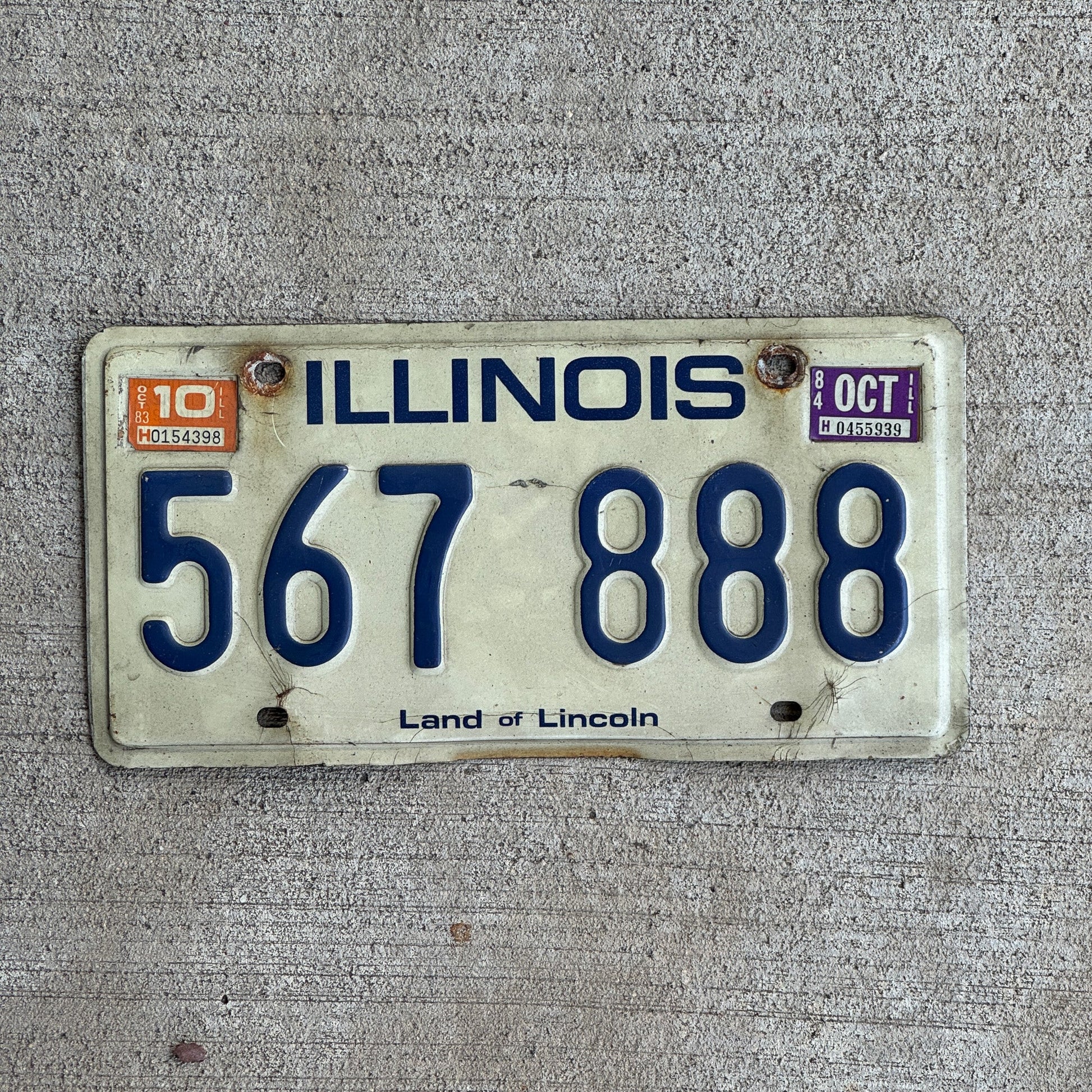 Photo of a 1979 1984 Illinois License Plate Auto Tag Garage Decor Vintage Repeat Repeating 888 567 888