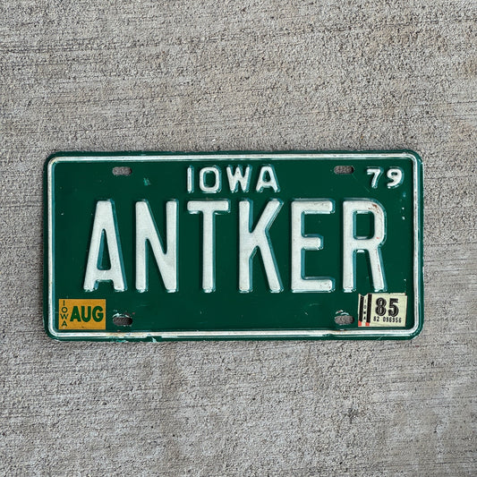 Photo of a 1979 1985 Iowa Vanity License Plate Auto Tag 1 Garage Decor Antique Antiquer ANTKER