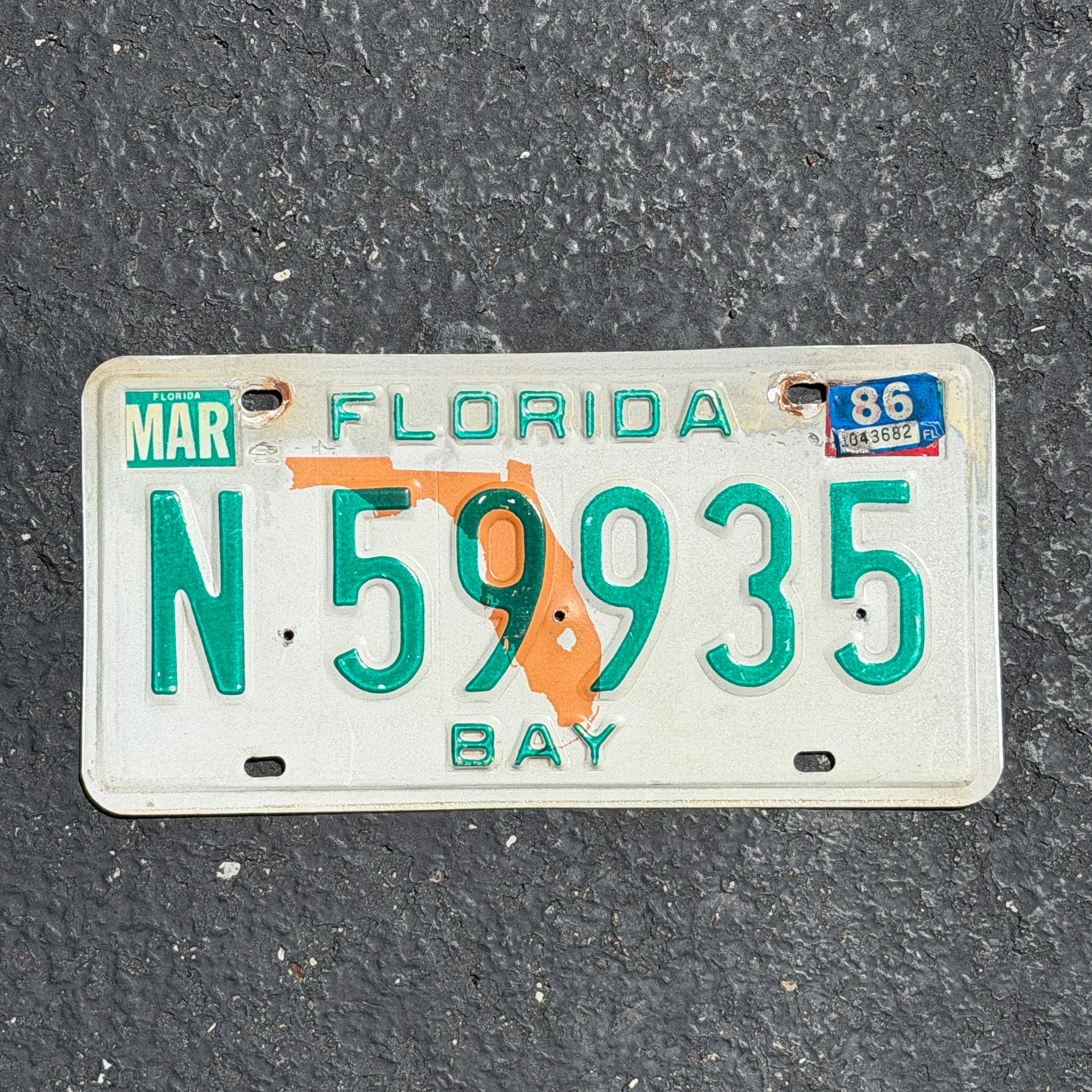 Photo of a 1979 1986 Florida Trailer License Plate Auto Tag Garage Decor Vintage N 59935 with original patina