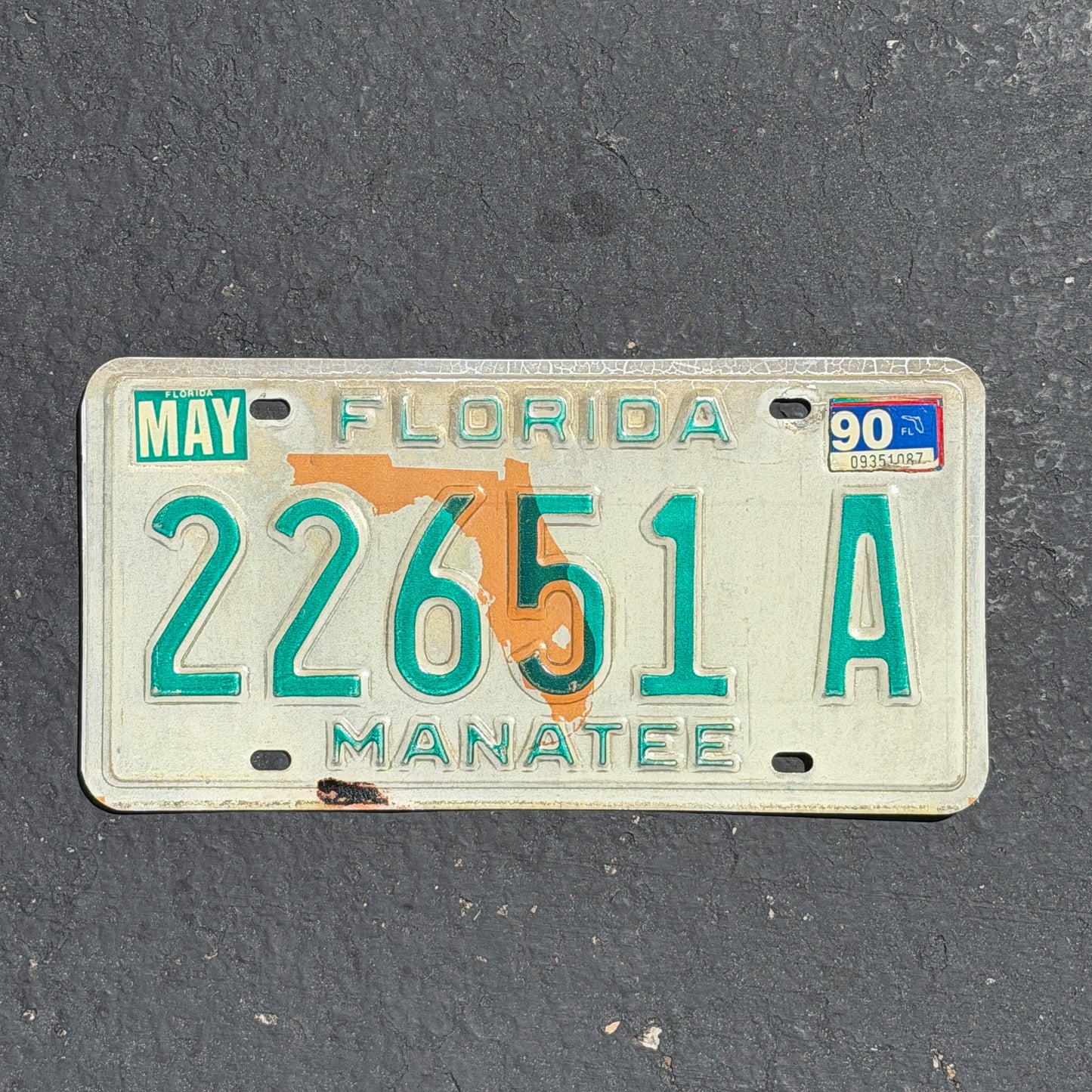 Photo of a 1979 1990 Florida Trailer License Plate Auto Tag Garage Decor Vintage 22651 A with original patina