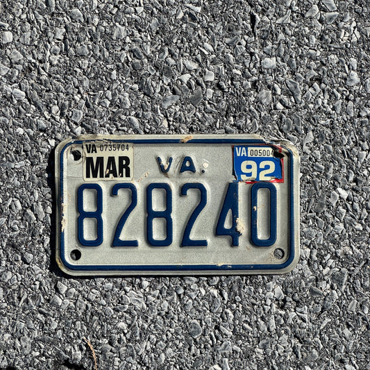 Photo of a 1979 1992 Virginia Motorcycle License Plate Auto Tag Garage Decor Vintage 828240