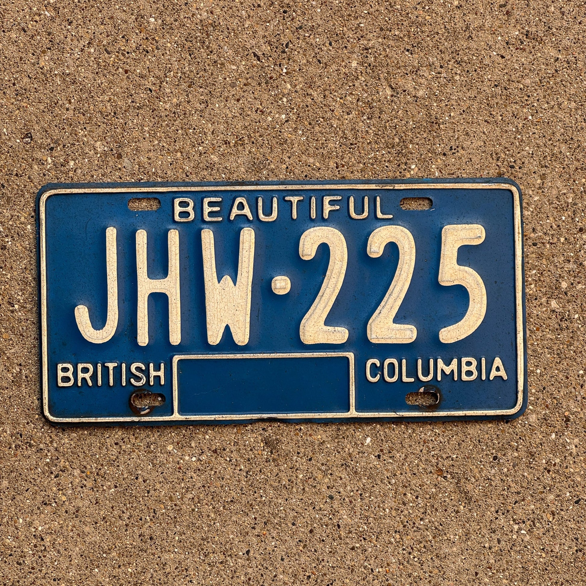 Photo of a 1979 British Columbia License Plate Auto Tag Garage Decor Vintage JHW 225