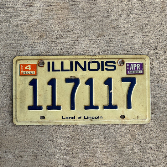 Photo of a 1979 Illinois License Plate Auto Tag 1 Garage Decor Repeat Repeating Full House 117117 with original patina