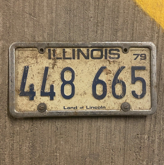 Photo of a 1979 Illinois License Plate Auto Tag Garage Decor Vintage 448 665
