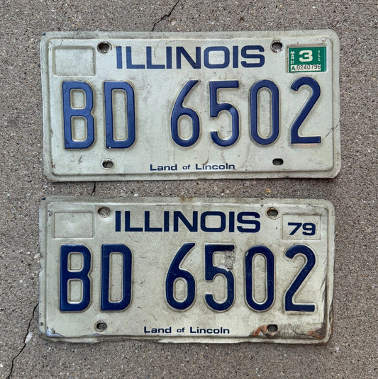 Photo of a 1979 Illinois License Plate Auto Tag Garage Decor Vintage BD 6502