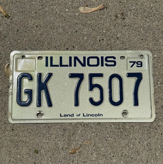 Photo of a 1979 Illinois License Plate Auto Tag Garage Decor Vintage GK 7507