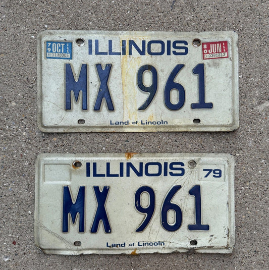 Photo of a 1979 Illinois License Plate Auto Tag Garage Decor Vintage MX 961