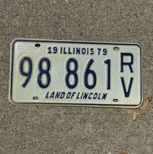 Photo of a 1979 Illinois RV License Plate Auto Tag Garage Decor Rec Vehicle 98861 RV
