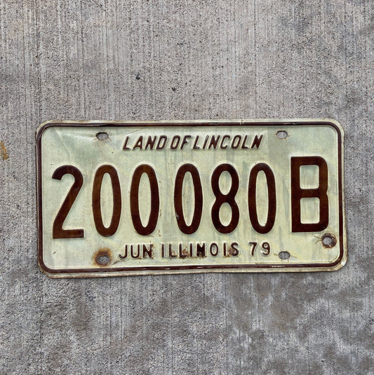 Photo of a 1979 Illinois Truck License Plate Auto Tag Garage Decor Vintage 000 Repeat Repeating 200080 B with original patina