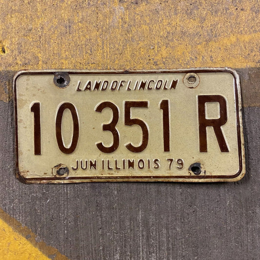 Photo of a 1979 Illinois Truck License Plate Auto Tag Garage Decor Vintage 10351 R with original patina
