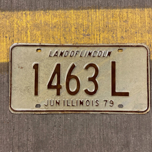 Photo of a 1979 Illinois Truck License Plate Auto Tag Garage Decor Vintage 1463 L with original patina