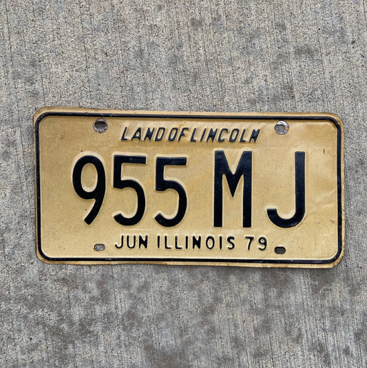 Photo of a 1979 Illinois Truck Mileage Tax License Plate Auto Tag Garage Decor Vintage 955 MJ with original patina