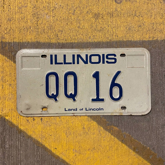 Photo of a 1979 Illinois Vanity License Plate Auto Tag 2 Vintage Garage QQ 16 with original patina