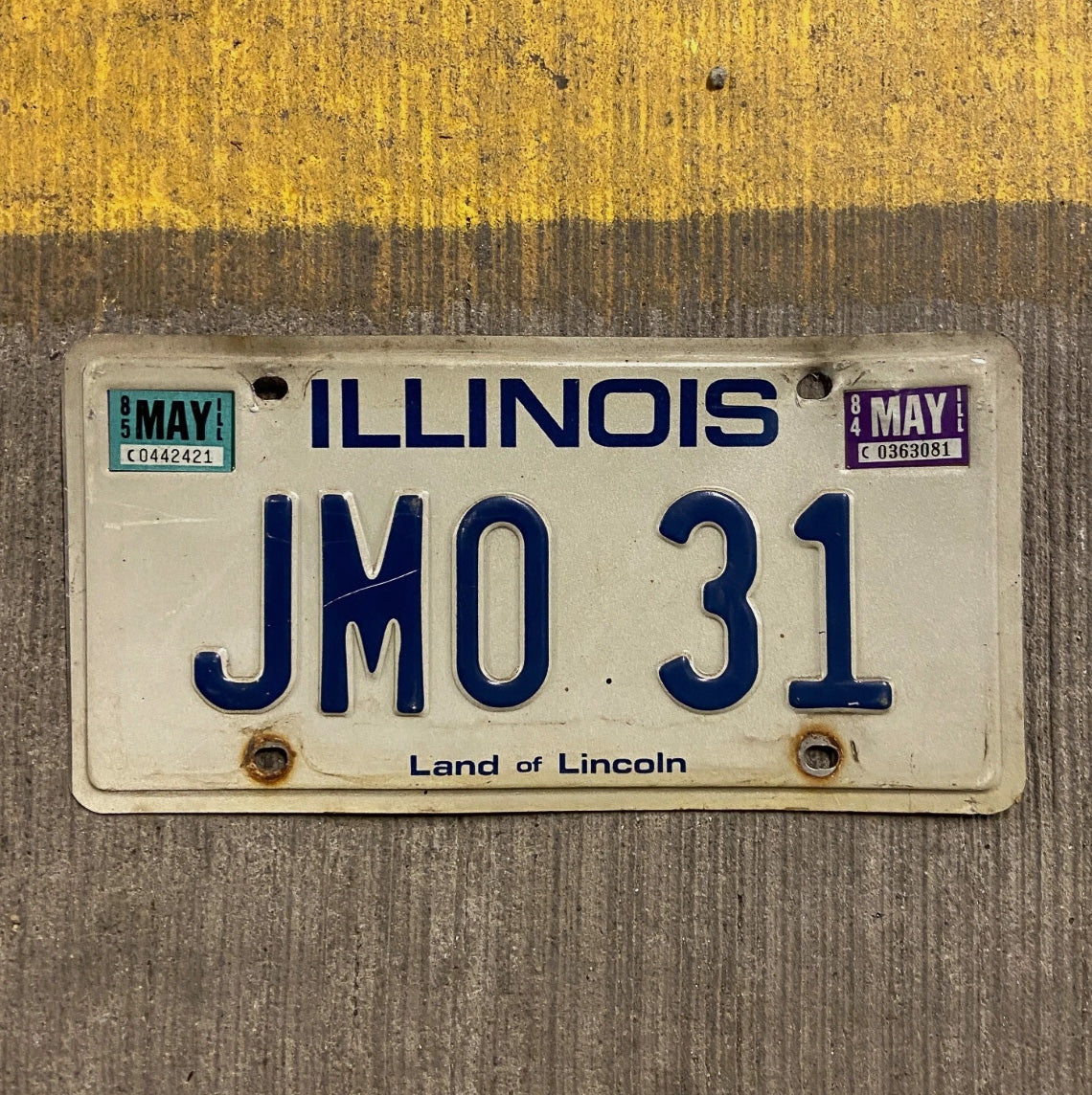 Photo of a 1979 Illinois Vanity License Plate Auto Tag Garage Decor Initials Name MO 31