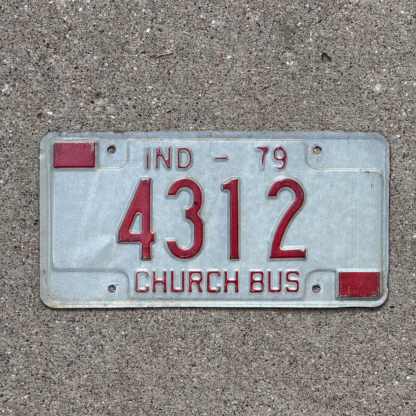 Photo of a 1979 Indiana CHURCH BUS License Plate Auto Tag Garage Decor Vintage 4312