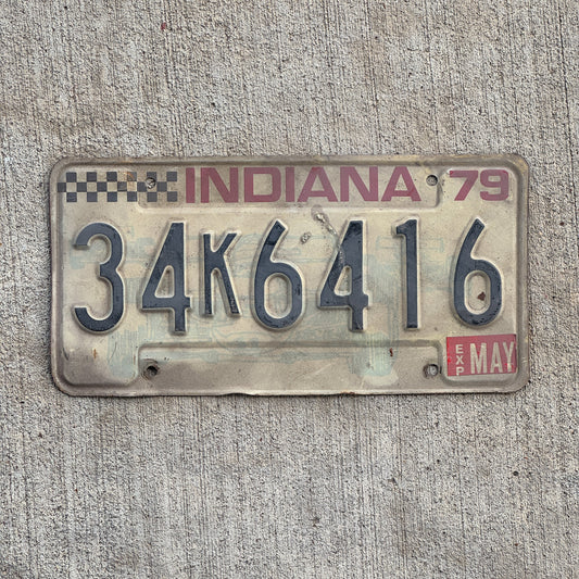 Photo of a 1979 Indiana License Plate Auto Tag Garage Decor Vintage 34 K 6416 with original patina