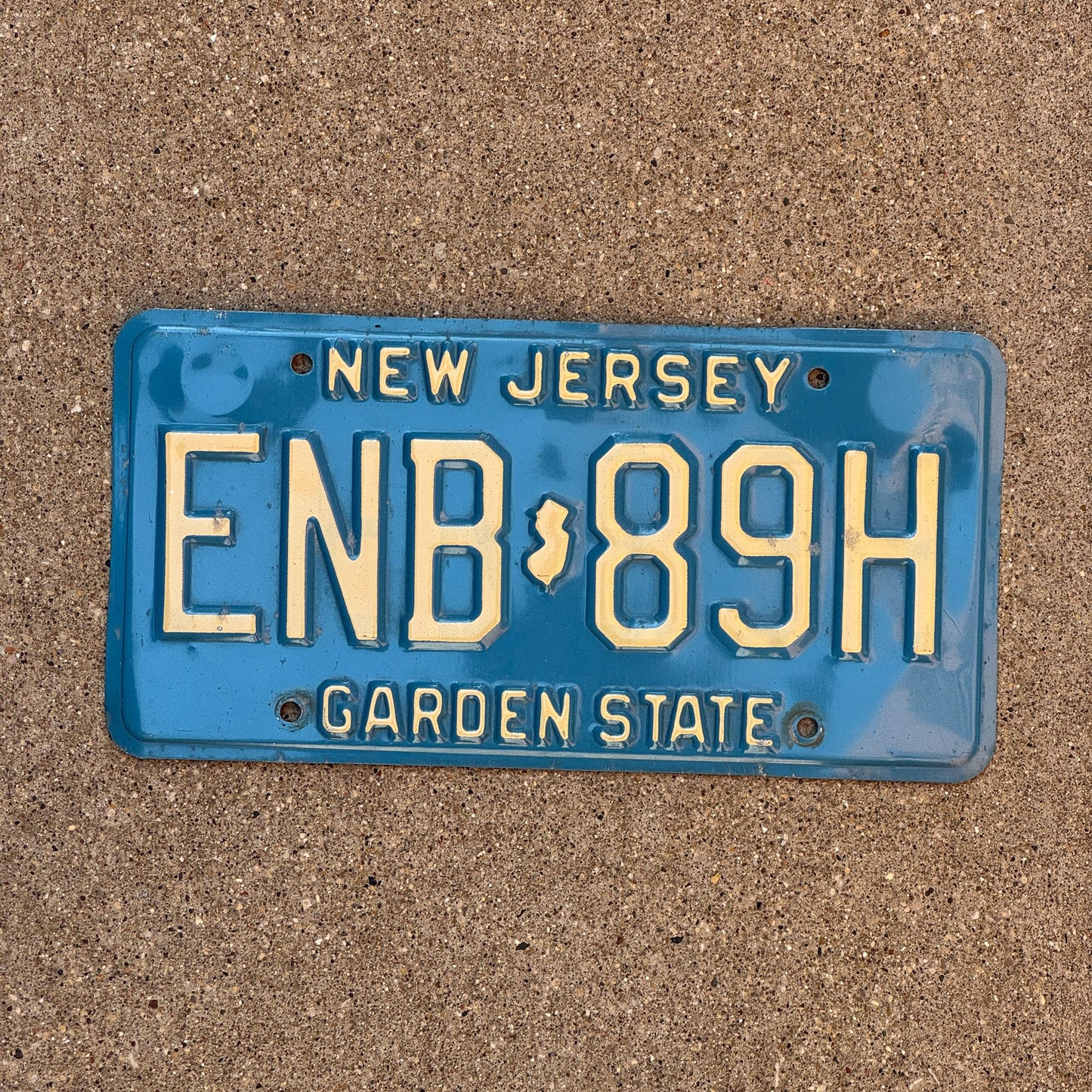 Photo of a 1979 New Jersey License Plate Auto Tag Garage Decor Vintage Blue ENB 89H