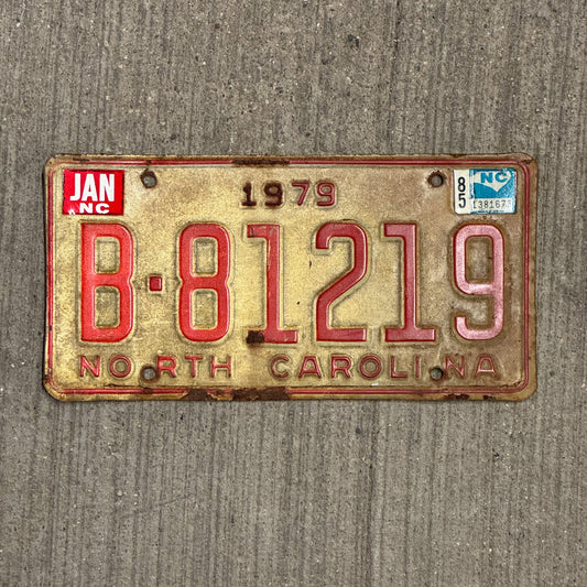 Photo of a 1979 North Carolina Trailer License Plate Auto Tag Garage Decor Vintage B 81219 with original patina