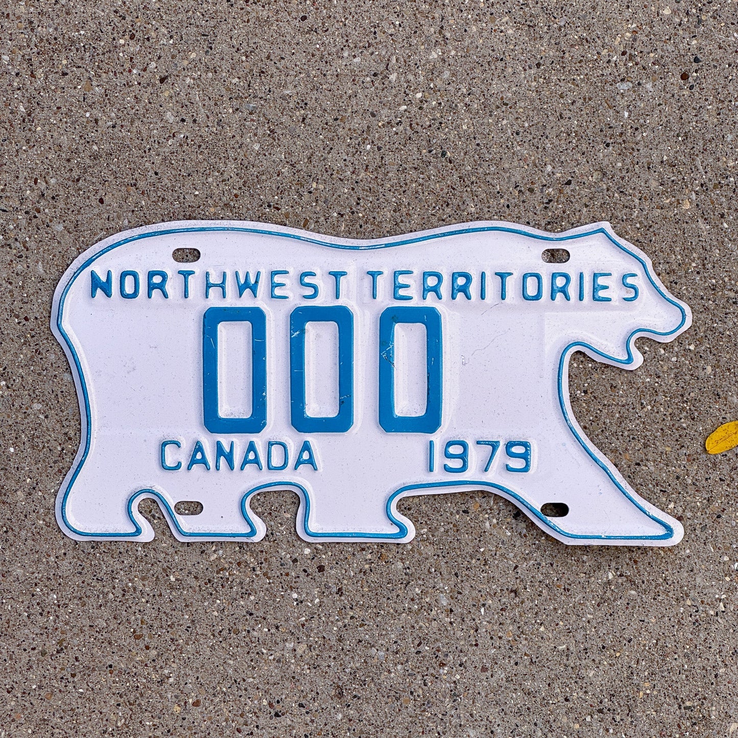 Photo of a 1979 Northwest Territories Sample License Plate Auto Tag Garage Decor Vintage Polar Bear 000
