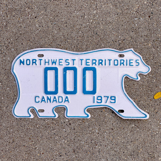 Photo of a 1979 Northwest Territories Sample License Plate Auto Tag Garage Decor Vintage Polar Bear 000