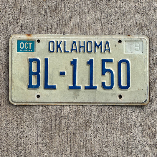 Photo of a 1979 Oklahoma License Plate Auto Tag Garage Decor Vintage BL 1150 with original patina