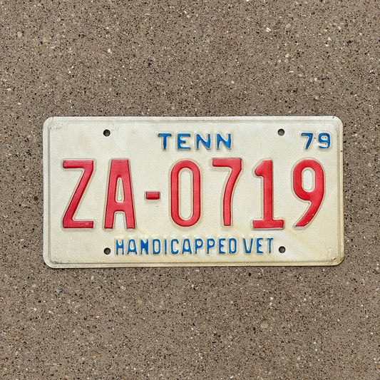 Photo of a 1979 Tennessee Handicapped Veteran License Plate Auto Tag Garage Decor Vintage Disabled ZA 0719