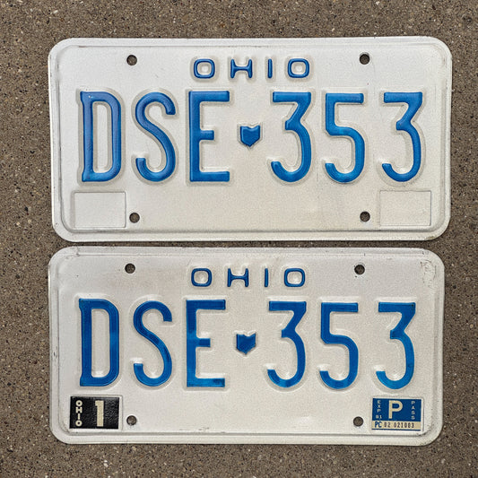 Photo of a 1980 1981 Ohio License Plate Pair Auto Tag Garage Decor Vintage DSE 353 with original patina