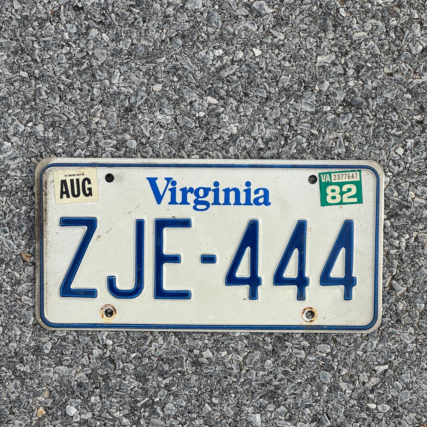 Photo of a 1980 1982 Virginia License Plate Auto Tag Garage Decor Vintage Repeat Repeating ZJE 444
