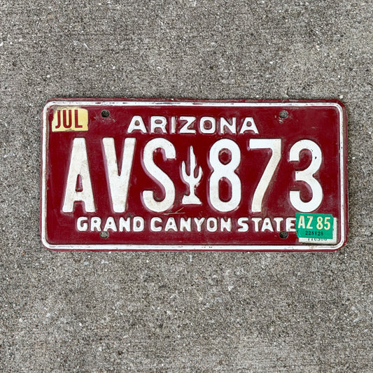 Photo of a 1980 1985 Arizona License Plate Auto Tag Garage Decor Vintage AVS 873 with original patina
