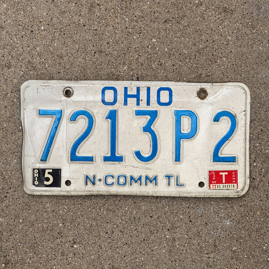 Photo of a 1980 1985 Ohio Trailer License Plate Auto Tag Garage Decor Vintage Non Commercial 7213 P 2 with original patina