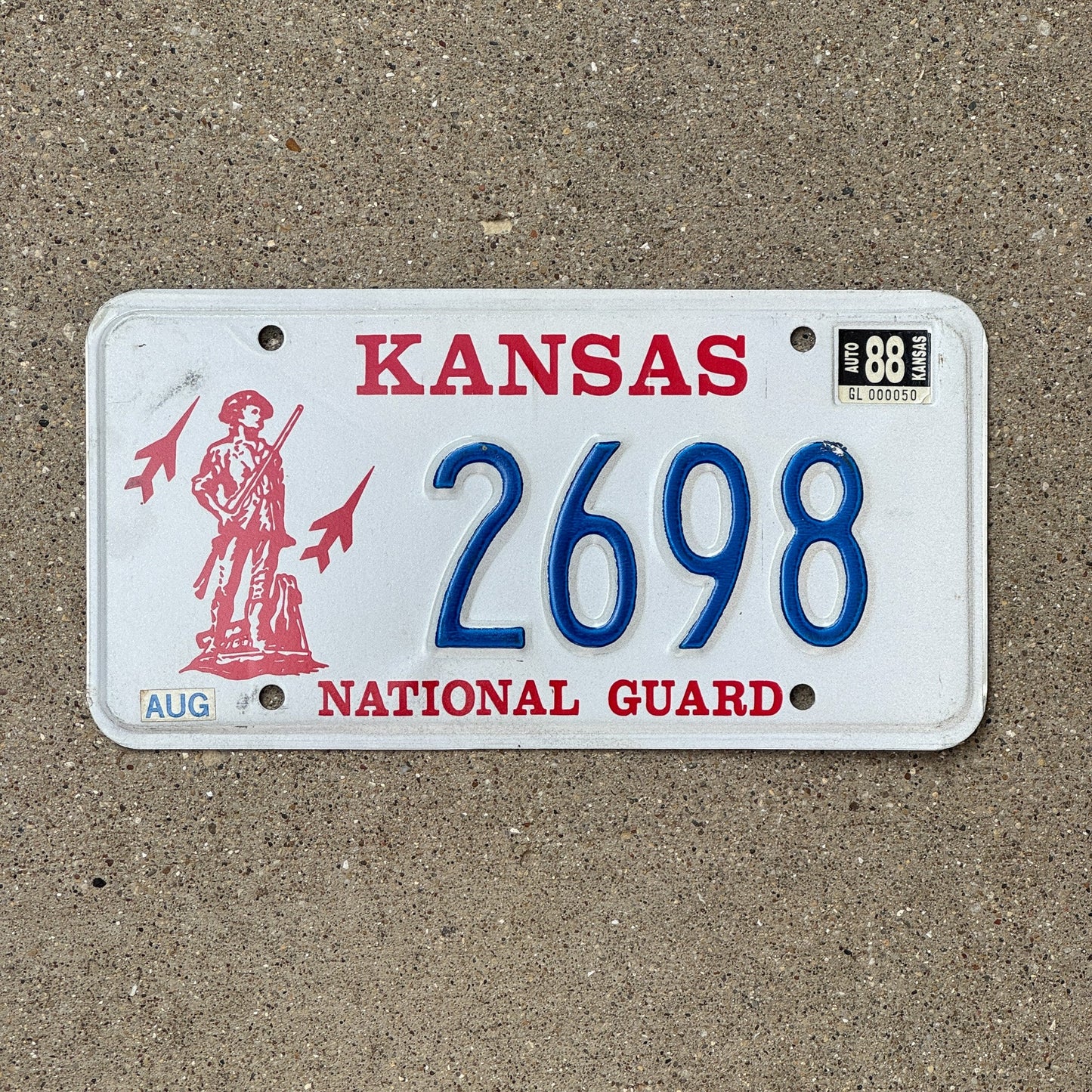 Photo of a 1980 1988 Kansas National Guard License Plate Auto Tag Garage Decor Vintage Military 2698