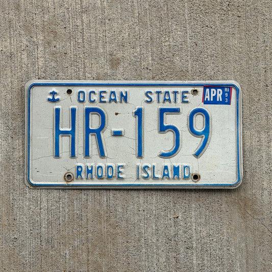 Photo of a 1980 1993 Rhode Island License Plate Auto Tag Garage Decor Vintage HR 159 with original patina