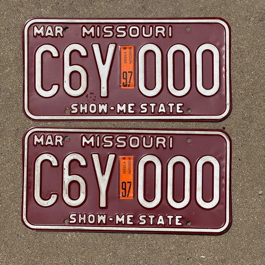 Photo of a 1980 1997 Missouri License Plate Auto Tag Garage Decor Vintage Repeat Repeating C6Y 000