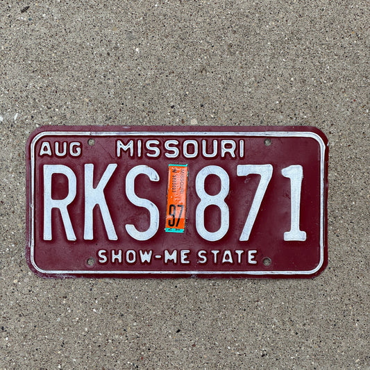 Photo of a 1980 1997 Missouri License Plate Auto Tag Garage Decor Vintage RKS 871