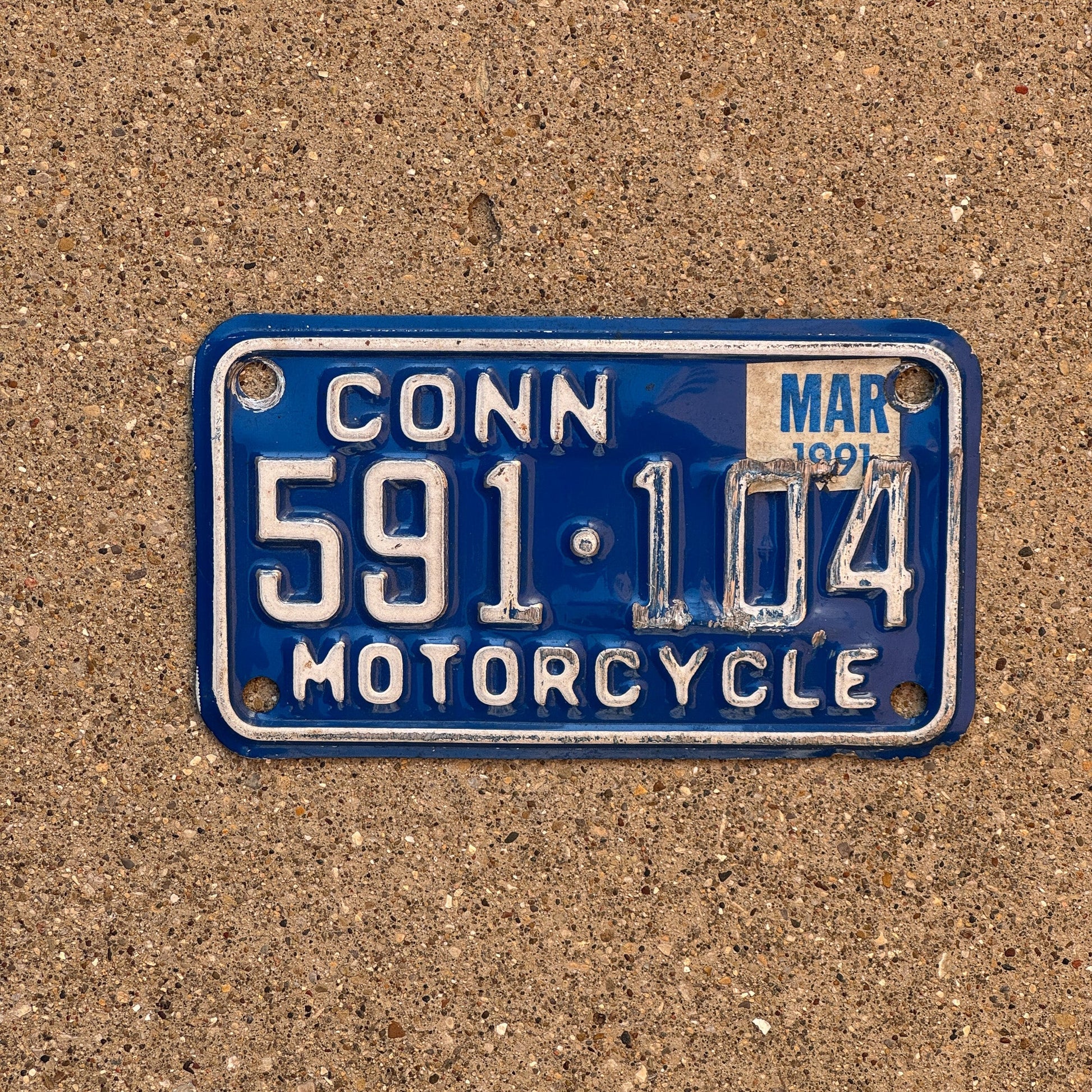 Photo of a 1980 Connecticut Motorcycle License Plate Auto Tag Garage Decor Vintage 591 104