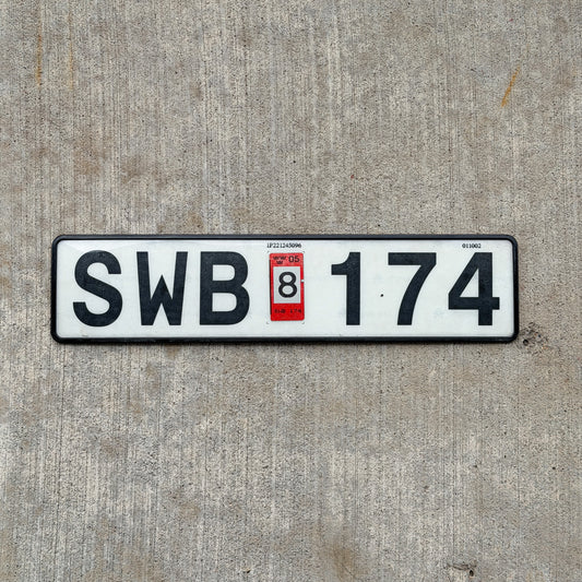 Photo of a 1980 Era 2005 Sweden License Plate Auto Tag Garage Decor Vintage SWB 174 with original patina