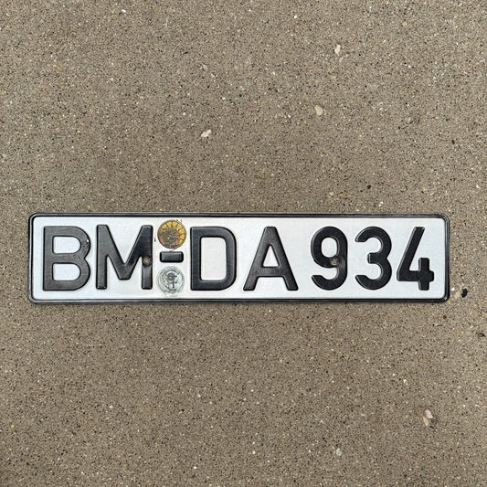 Photo of a 1980 Era Germany License Plate Auto Tag Garage Decor Vintage BMDA 934