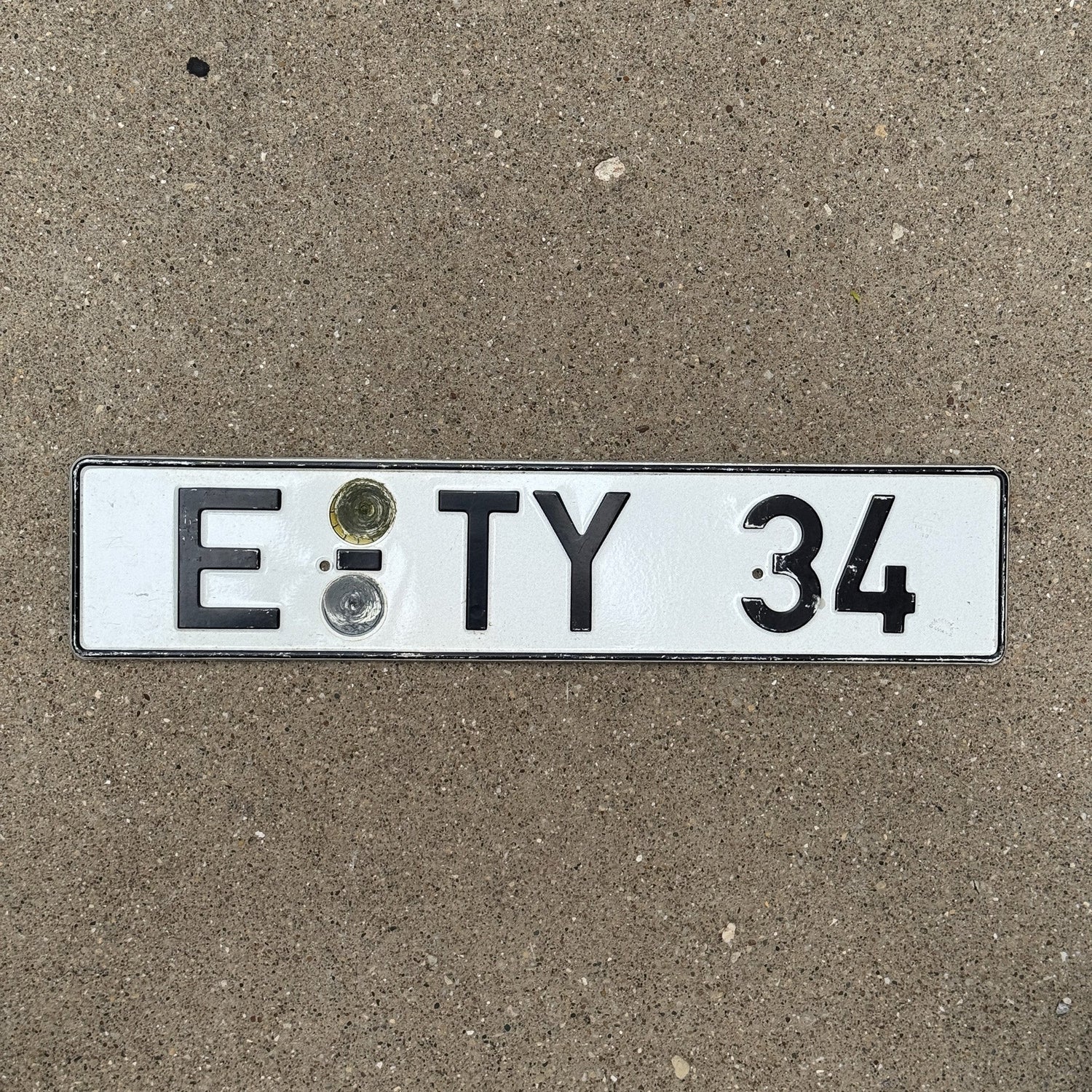 Photo of a 1980 Era Germany License Plate Auto Tag Garage Decor Vintage ETY 34