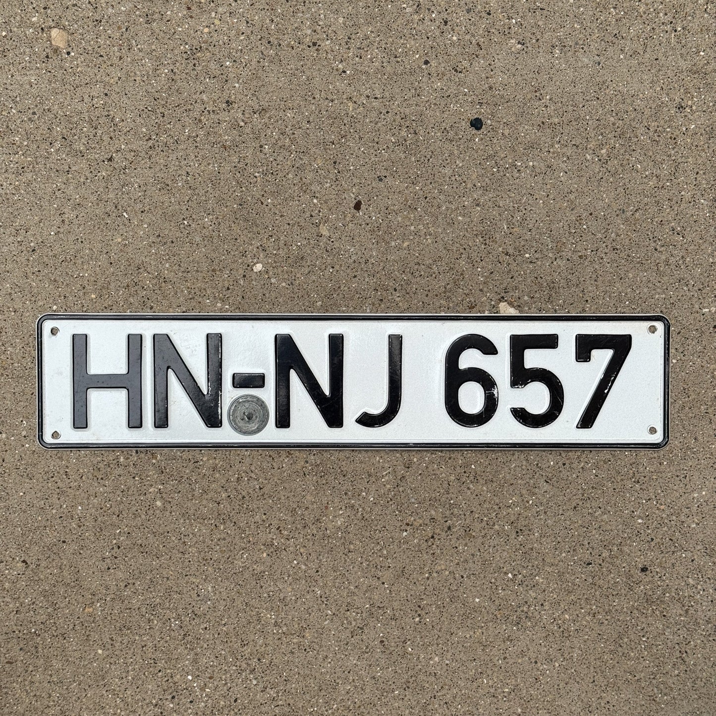 Photo of a 1980 Era Germany License Plate Auto Tag Garage Decor Vintage HNNJ 657